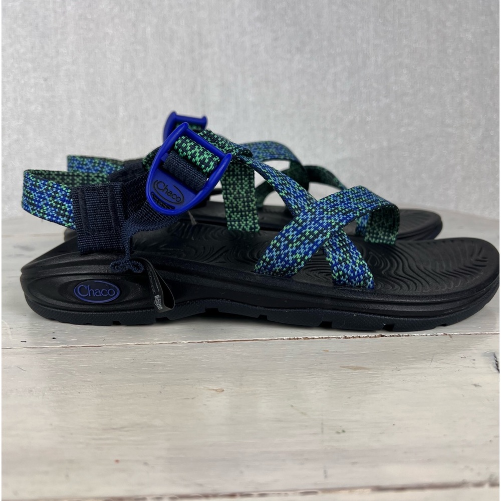 478egu Chaco adjustable strap sandals women size 8 blue green multi color